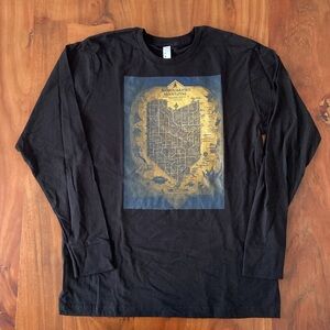 Harry Potter Marauder’s Map long sleeve black tee shirt graphic crew neck boys L